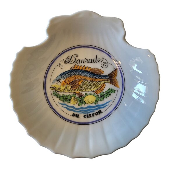 Toscany Conch Porcelain Scallop Shaped Fish Bowls Vintage Coastal Kitchen Decor - Picture 5 of 10